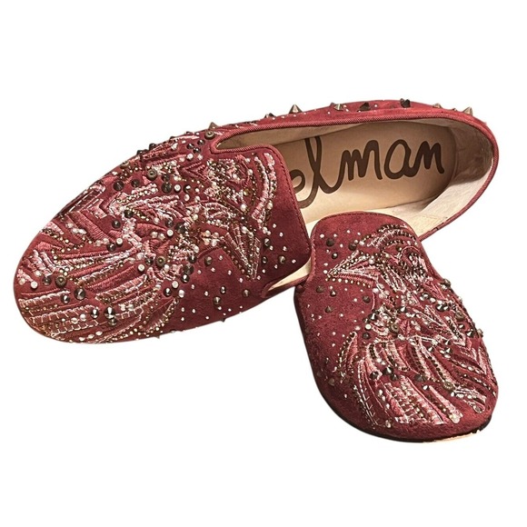 Sam Edelman Shoes - SAM EDELMAN Avalon Flats Burgundy Wine Suede‎ Sequin Flats Fairy Grunge W Sz 7.5